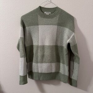 Christian Siriano Olive and Cream Crewneck Sweater